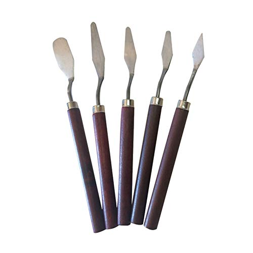 Malerei Mischung Schaber Palette Messer Kunst Spatel Mit Holzgriff Werkzeugen Für Öl Canvas Art Student 5 PCs von BUBEFSKD