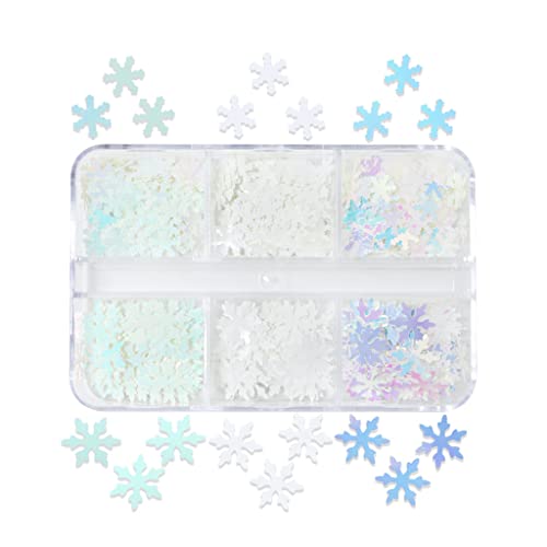 Snowflake Glitter Nagel Pailletten Kunstflocken Farbenfrohe Weihnachts Glitzer Aufkleber Aufkleber Maniküre Schneeflockennagelabziehbilder von BUBEFSKD