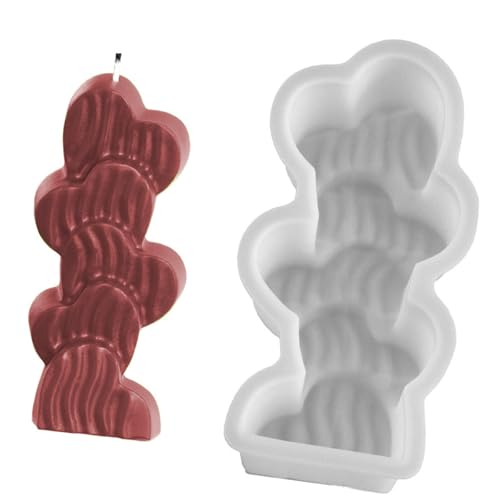 Stapelblüte Silikone Schimmelpilze Schimmelpilze Herz Kerze Gussform Epoxidharz Bastelmittel Stapelblumenkerze Herz Silikon Ornament Epoxy Harz Stapel von BUBEFSKD