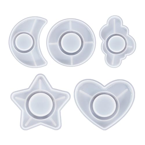 Star Moon Duftkerzenhalter Silikon Schimmel Kerzenputz Gips Formen Tisch Ornament Werkzeug Nicht Stick Behälter Harz Candlestick Form von BUBEFSKD
