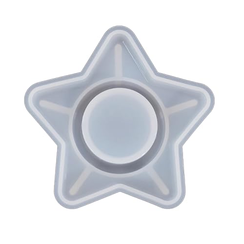 Star Moon Duftkerzenhalter Silikon Schimmel Kerzenputz Gips Formen Tisch Ornament Werkzeug Nicht Stick Behälter Harz Candlestick Form von BUBEFSKD