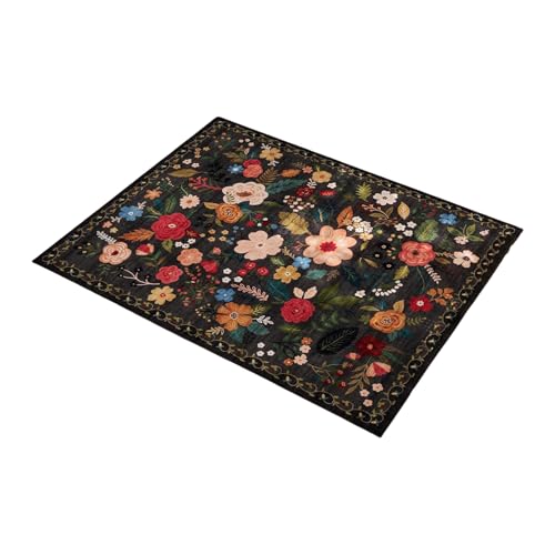 Waschmaschine Teppich Mit Blumenmuster Nonslip Boden Teppich Für Wohnzimmer Schlafzimmer 60x90 cm Komfortmatte Für Einstiegsblumen Türmatten von BUBEFSKD