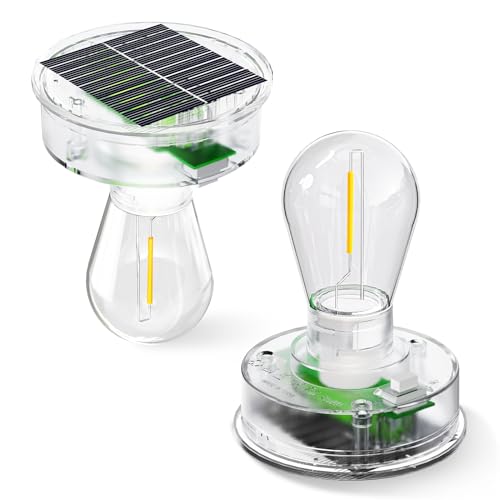 BUCASA 2 Stück Garten Solarleuchten Ersatzteile, 8cm Solarleuchten Ersatz Top mit Heller LED-Glühbirne, Transparente Ersatzdeckel Solarpanel für Solarlampen Solarlaterne Gartenleuchten DIY Deko von BUCASA
