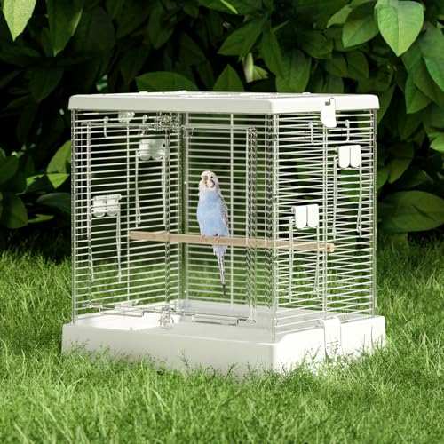 BUCATSTATE Vogelkäfig mit 2 Türen Holzstangen Vogelvoliere Großer Stapelbarer Open Play Top, Wire Bird Home für Pet Bird Wellensittich, Lovebird, Pazifik Sittich und kleine Vögel (50 * 40 * 53cm) von BUCATSTATE