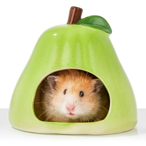 BUCATSTATE Hamster Versteck aus Keramik in Birnen-Form, geeignet für Zwerghamster, Mäuse, Syrische Hamster, Rennmäuse, Goldhamster und andere Kleintiere (Grün – Groß) von BUCATSTATE