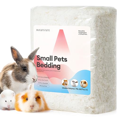 BUCATSTATE Hamster Streu 70L, Papier Einstreu für Kleintiere, Besonders Saugfähige & 99,9% Staubfrei Kleintierstreu für Meerschweinchen, Kaninchen, Haustiere, Mäuse, Rennmäuse, Nager (Weiß) von BUCATSTATE