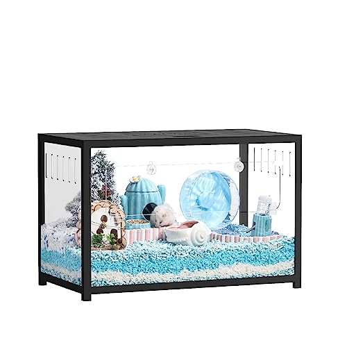 BUCATSTATE Hamsterkäfig Metall 2,0 - Kleintierlebensräume Groß Stapelbar mit Doppeltür 80L x 44,7W x 50,6H cm für Zwerghamster, Nager, Mäuse (0,35m², Schwarz) von BUCATSTATE