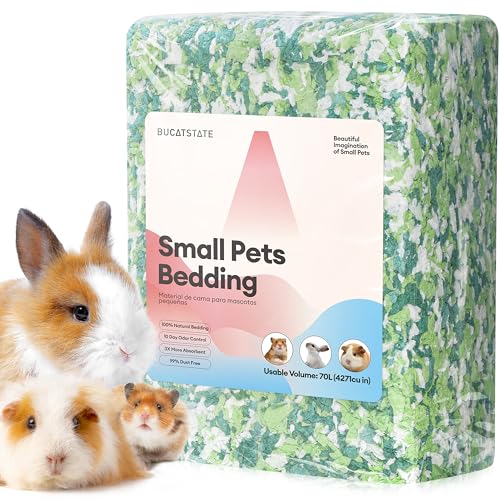 BUCATSTATE Hamstereinstreu, 70 l, 99 % staubfreies Meerschweinchen-Papier, Bettwäsche, Geruchskontrolle, gemütliche Kleintierbettwäsche für Kaninchen, Ratten, syrische Zwerghamster, Rennmäuse (Mint) von BUCATSTATE
