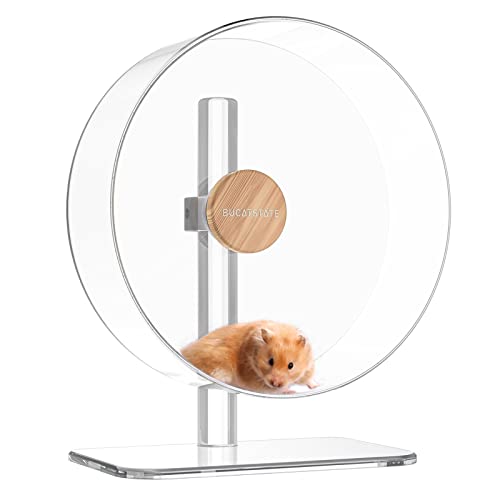 BUCATSTATE Laufrad Hamster, 32cm Acrylic Hamsterrad Leise mit Verstellbare Basis Hamster Spielzeug für Igel, Chinchillas, Roborowski Zwerghamster, Goldhamster, Rennmaus (Klar) von BUCATSTATE