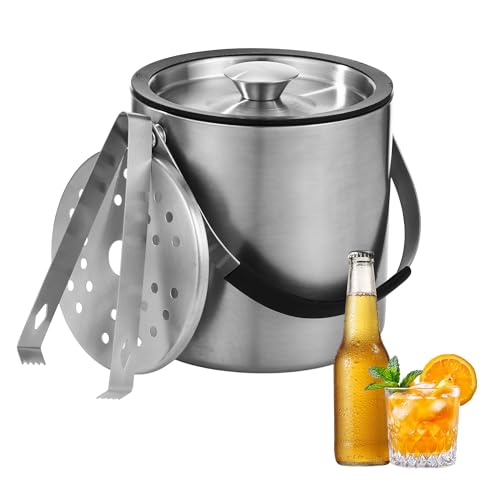 2L Eiswürfelbehälter, Eiskübel mit deckel,Eiswürfelbehälter Edelstahl mit Clips und Sieb, perfekt zum Abkühlen von Getränken, Bier, Champagner und Früchten für Partys, Partys, Riegel 2L Eiswürfelbehälter, Eiskübel mit deckel,Eiswürfelbehälter Edelstahl mit Clips und Sieb, perfekt zum Abkühlen von Getränken, Bier, Champagner und Früchten für Partys, Partys, Riegel von BUCOMTU