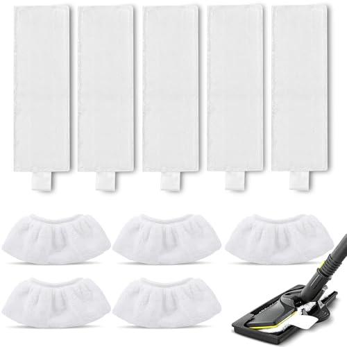 BUCOMTU 10 Stück Mikrofaser-Tuchset Waschbar Microfiber Cloth Kompatibel für Kärcher Dampfreiniger EasyFix SC 2, SC 3, SC 4, SC 5 Zubehör Ersatztücher,5 Bodendüse+5 Handdüse von BUCOMTU
