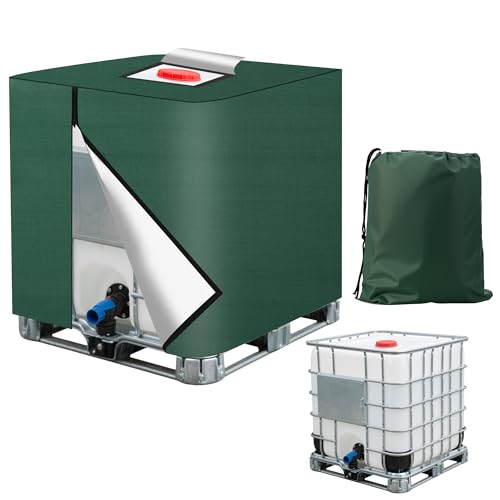 IBC Tank Abdeckung1000L,420D IBC Container Abdeckung,IBC Wassertank Abdeckung 1000L – UV-Schutzplane , Wetterfest & Staubdicht Mit Aufbewahrungstasche ( 120x100x116 cm) (Grün) von BUCOMTU