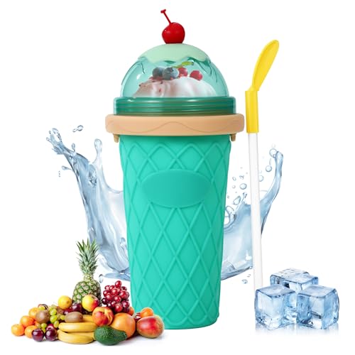 Maker,Silikon Squeeze Becher mit 2 in 1 Strohhalm und Löffel, Wiederverwendbarer Eisbecher,Tragbarer,DIY Becher für Einsatz zu Hause im Freien von BUCOMTU