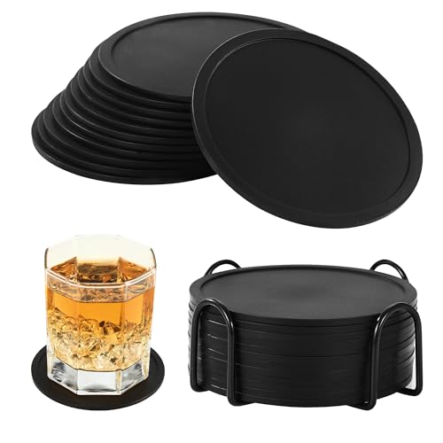 Silikon Untersetzer 12er Set,Untersetzer Gläser,Getränkeuntersetzer,rutschfest Untersetzer, Mit Halter für Alle Arten Von Tassen in Cafés, Kneipen, Wohnungen Usw von BUCOMTU