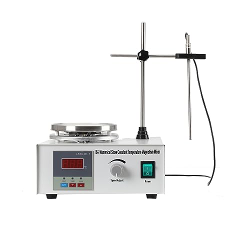 Magnetrührer mit Heizplatte, 200W 1000ml Magnetic Stirrer Mixer mit Temperaturanzeige und Geschwindigkeitsanpassung, Digital Magnetrührer Magnetmischer 0-2000 RPM von BUCSDG