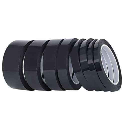 BUDAY 5/8/10/12/15/18/20/25 mm x 50 m, schwarz, hochtemperaturbeständiges Kapton-Klebeband, Polyimid, für elektrische Aufgaben/Grills/Pulverbeschichtung (Farbe: 50 m, Größe: 10 mm) von BUDAY