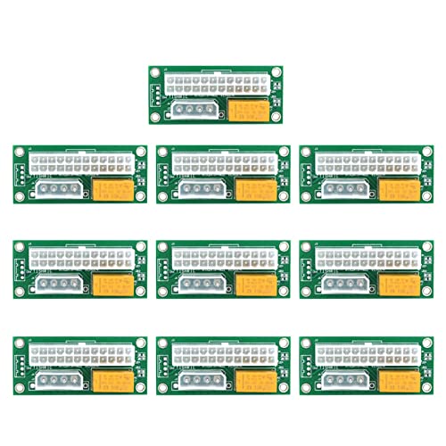 BUDAY Dual PSU Netzteil PC Block Synchronisator ADD2PSU ATX 24Pin auf 4Pin Molex Stecker Riser Miner Mining Adapter (10 Stück grün 4-polig) von BUDAY