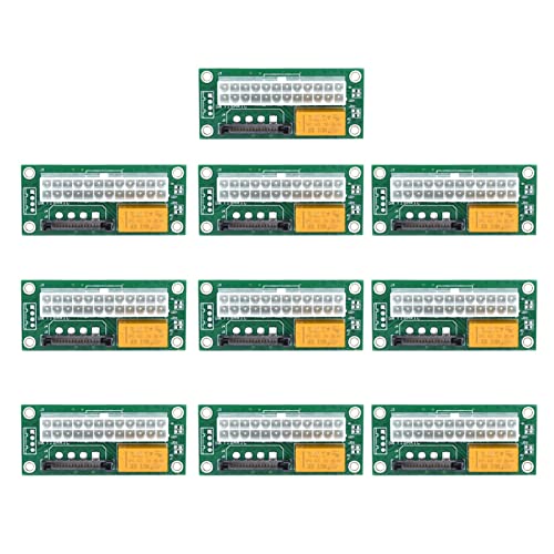 BUDAY Dual PSU Netzteil PC Block Synchronisator ADD2PSU ATX 24Pin auf 4Pin Molex Stecker Riser Miner Mining Adapter (10 Stück grün sata) von BUDAY