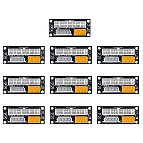 BUDAY Dual PSU Netzteil PC Block Synchronisator ADD2PSU ATX 24Pin auf 4Pin Molex Stecker Riser Miner Mining Adapter (10 Stück schwarz 4-polig) von BUDAY