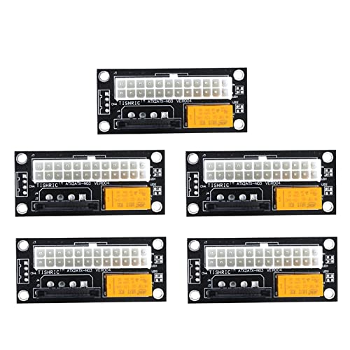 BUDAY Dual PSU Netzteil PC Block Synchronisator ADD2PSU ATX 24Pin auf 4Pin Molex Stecker Riser Miner Mining Adapter (5 Stück schwarz SATA) von BUDAY