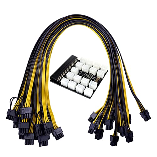 BUDAY Leistungsmodul-Breakout-Board-Kits mit 12 Stück, 17 Stück, 18 AWG, 6-polig auf 6 + 2, 8-poliges Stromkabel für HP 1200 W 750 W PSU Grafikkarte (Gold) von BUDAY