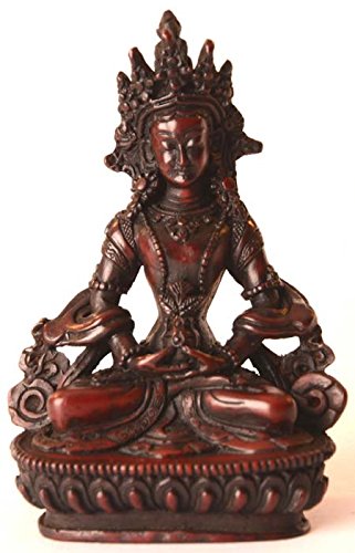 BUDDHAFIGUREN/Billy Held Amitayus tibetischer Buddha des Langen Lebens Statue 15,5 cm aus Giesharz rotbraun Figur Handarbeit aus Nepal von BUDDHAFIGUREN/Billy Held