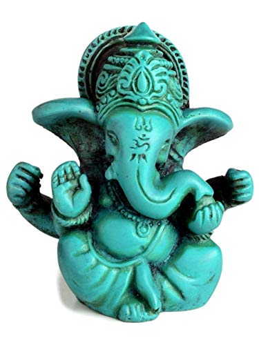 BUDDHAFIGUREN/Billy Held Ganesha Ganapati Ganesh Statue türkis aus Resin 6,5cm von BUDDHAFIGUREN/Billy Held