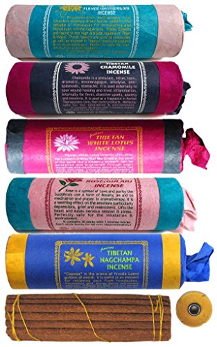 Räucherstäbchen 5er Set Tibetan Nagchampa-Flower-Rose-White Lotus-Chamonile Incense von BUDDHAFIGUREN/Billy Held