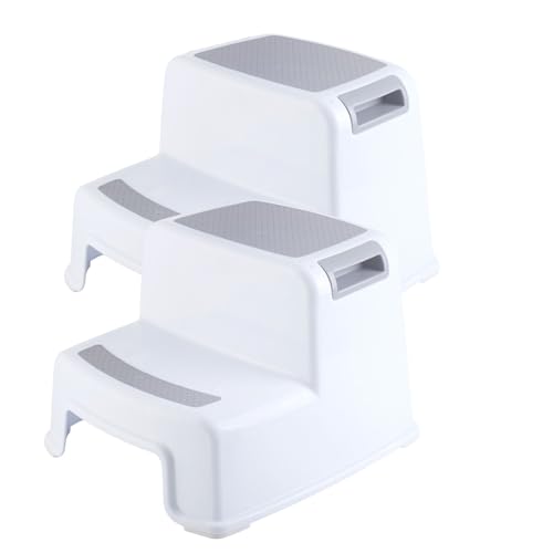BUDDLEY 2 Stufen Tritthocker (2er Set) – Tritthocker Kinder, Toilette Kinder, Tritthocker Toilette, Hocker, Küche, Stufe, Kinder Toilettenhocker, Toilettenhocker Kinderstufe, Küchenhocker 2 Stufen von BUDDLEY