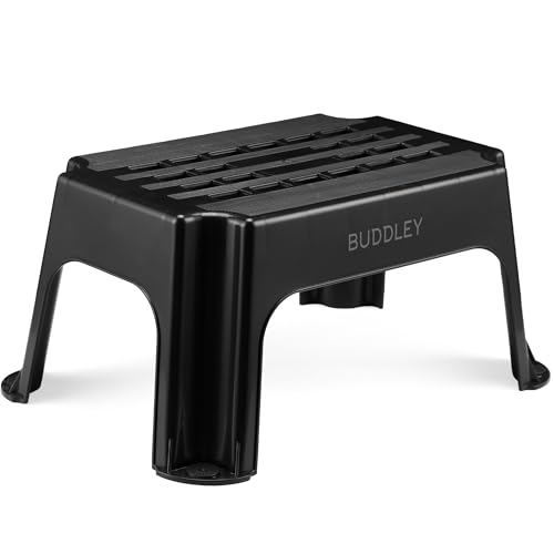 BUDDLEY Step Step (XL) – Tritthocker – Trittstufe Erwachsene – Kinder – Klappbare Trittstufe – Badezimmer – Camping – Wohnwagen – Belastbares Gewicht 150 kg – Extra stabil – Extra groß von BUDDLEY