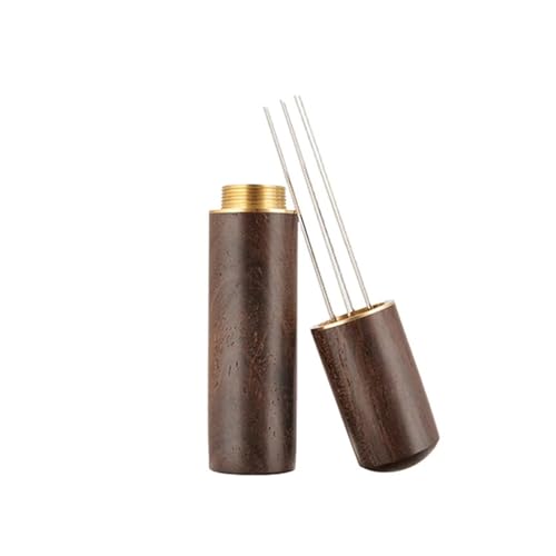 5 Nadel Kaffee Pulver Tamper Espresso Kaffee Rührer Kaffee Zubehör Holz Griff Distributor Cafe Werkzeug Barista(Dark brown) von BUDGPZWSC
