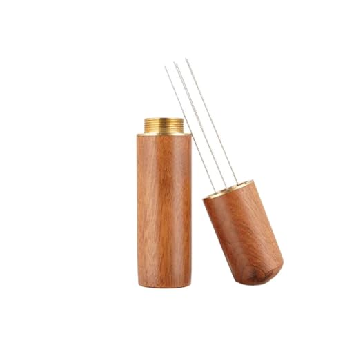 5 Nadel Kaffee Pulver Tamper Espresso Kaffee Rührer Kaffee Zubehör Holz Griff Distributor Cafe Werkzeug Barista(Light brown) von BUDGPZWSC