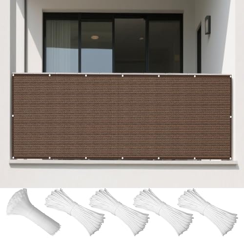 Sonnensegel Atmungsaktiv 120 x 430 cm Rechteckig Atmungsaktiv 98% UV Schutz Schattierungsgewebe mit Ösen Sichtschutz Reißfest Wetterfest Ohne Bohren für Terrasse Balkon, braun Sonnensegel Atmungsaktiv 120 x 430 cm Rechteckig Atmungsaktiv 98% UV Schutz Schattierungsgewebe mit Ösen Sichtschutz Reißfest Wetterfest Ohne Bohren für Terrasse Balkon, braun von BUDINGHY