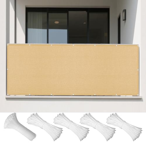 Sonnensegel Atmungsaktiv 170 x 210 cm Rechteckig Atmungsaktiv 98% UV Schutz Schattierungsgewebe mit Ösen Sichtschutz Reißfest Wetterfest Ohne Bohren für Terrasse Balkon, Sandgelb Sonnensegel Atmungsaktiv 170 x 210 cm Rechteckig Atmungsaktiv 98% UV Schutz Schattierungsgewebe mit Ösen Sichtschutz Reißfest Wetterfest Ohne Bohren für Terrasse Balkon, Sandgelb von BUDINGHY