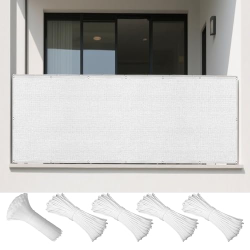 Sonnensegel Atmungsaktiv 270 x 380 cm Rechteckig Atmungsaktiv 98% UV Schutz Schattierungsgewebe mit Ösen Sichtschutz Reißfest Wetterfest Ohne Bohren für Terrasse Balkon, Weiß Sonnensegel Atmungsaktiv 270 x 380 cm Rechteckig Atmungsaktiv 98% UV Schutz Schattierungsgewebe mit Ösen Sichtschutz Reißfest Wetterfest Ohne Bohren für Terrasse Balkon, Weiß von BUDINGHY