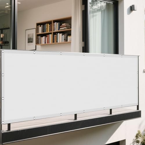Sonnensegel Rechteckig 280 x 680 cm Rechteckig Wasserdicht 98% UV Schutz Baldachin Garten Segel mit Ösen Sichtschutz Reißfest Wetterfest Ohne Bohren für Garten Terrasse, Weiß von BUDINGHY