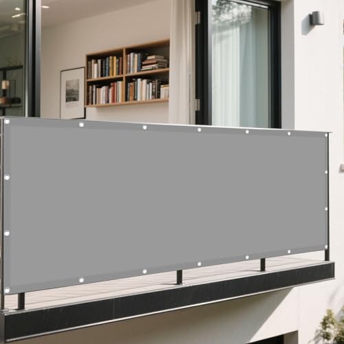 Sonnensegel Rechteckig 400 x 560 cm Rechteckig Wasserdicht 98% UV Schutz Baldachin Garten Segel mit Ösen Sichtschutz Reißfest Wetterfest Ohne Bohren für Garten Terrasse, Hellgrau von BUDINGHY