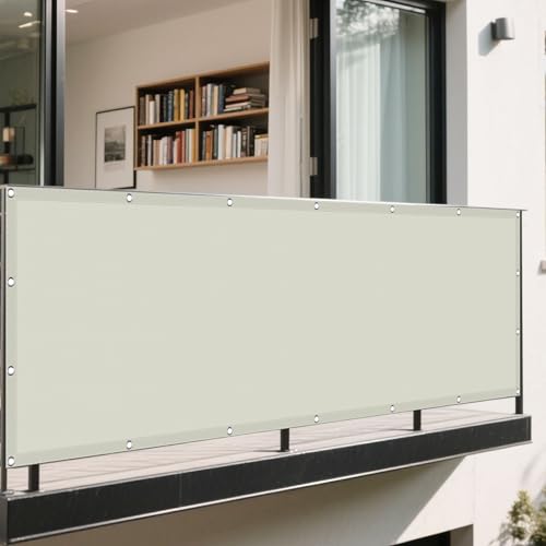Sonnensegel Rechteckig 560 x 740 cm Rechteckig Wasserdicht 98% UV Schutz Baldachin Garten Segel mit Ösen Sichtschutz Reißfest Wetterfest Ohne Bohren für Garten Terrasse, Beige von BUDINGHY