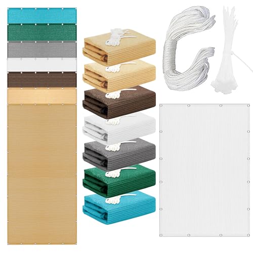 Sonnensegel Sonnenschutz 630 x 790 cm Rechteckig Atmungsaktiv 98% UV Schutz Rechteck Markisensegel mit Spannseilen mit Ösen für Terrasse Balkon, Weiß von BUDINGHY