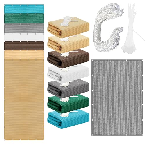 Sonnensegel Sonnenschutz 630 x 940 cm Rechteckig Atmungsaktiv 98% UV Schutz Rechteck Markisensegel mit Spannseilen mit Ösen für Terrasse Balkon, Hellgrau von BUDINGHY