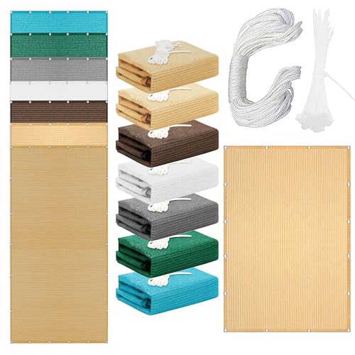 Sonnensegel Sonnenschutz 660 x 960 cm Rechteckig Atmungsaktiv 98% UV Schutz Rechteck Markisensegel mit Spannseilen mit Ösen für Terrasse Balkon, Creme Farben von BUDINGHY