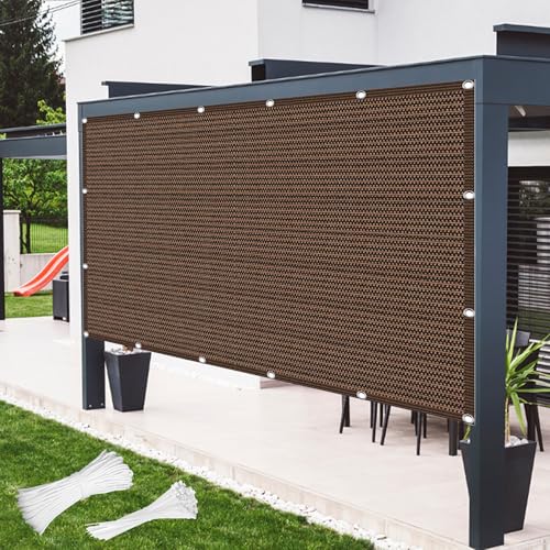 Sonnensegel Wasserabweisend 280 x 540 cm Rechteckig Atmungsaktiv Sonnenschutz Windschutz Nach Maß mit Ösen mit Ösen Und Befestigungsseile für Garten Terrasse, braun von BUDINGHY