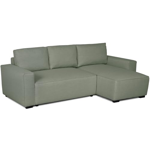 Budwing Jade Eckschlafsofa 4-Sitzer – Reversible Chaise Longue, Integrierter Stauraum und Verstellbare Rückenlehne – Minimalistisches Design, Bezug aus 100 % Polyester – 239x135x91 cm – Grün von BUDWING