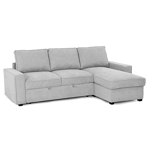 BUDWING Nina 3-Sitzer-Schlafsofa, wendbare Chaiselongue (Linke oder rechte Seite), mit Stauraum, aus Polyestergewebe, Gesamtmaße 239 cm (Breite) x 153,5 cm (Tiefe) x 86,5 cm (Höhe) von BUDWING