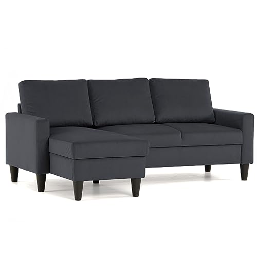 Confort24 Fox Sofa Chaiselongue Ecksofa 3-Sitzer, wendbar rechts oder Links (Dunkelgrau) von BUDWING