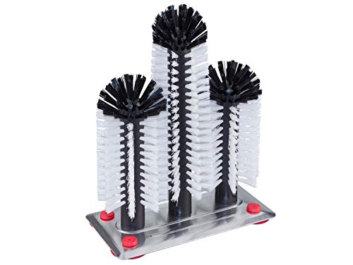 BÜMAG eG Profi Spülbürsten 3 Säulen montiert mit breiter Aluminium-Saugnapfplatte Spülbürste für Gläser 18-24-18cm von BÜMAG