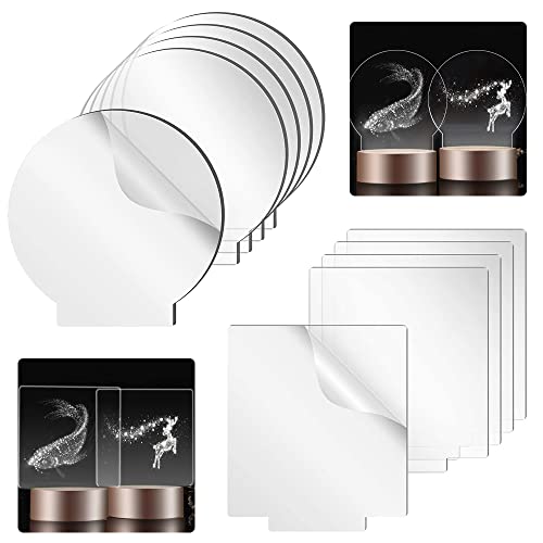 BUENTYA 10 Stück AcrylplattenTransparente Plexiglasplatten 2 mm Acrylglas Platten Plexiglas Acryl Blätter Quadrat Rund Acrylscheibe für LED Lichtbasis Schilder Medaillen Handwerk DIY von BUENTYA