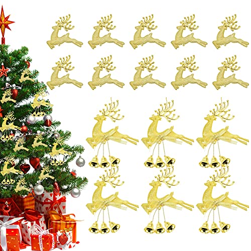 BUENTYA 16 Stück Weihnachtsdeko Hirsch Christbaumschmuck Weihnachtsanhänger Baumschmuck Rentier Gold Weihnachtsbaumanhänger Elch Weihnachtsbaumschmuck mit Jingle Bell Geschenkanhänger Hirsch für Deko BUENTYA 16 Stück Weihnachtsdeko Hirsch Christbaumschmuck Weihnachtsanhänger Baumschmuck Rentier Gold Weihnachtsbaumanhänger Elch Weihnachtsbaumschmuck mit Jingle Bell Geschenkanhänger Hirsch für Deko von BUENTYA