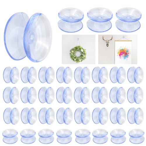 BUENTYA 20 Stück Saugnapf Doppelseitig Double Sided Suction Cup Saugknöpfe Klein Transparent Saugnäpfe für Glasplatte Tischglasplatte Glassaugnapf Kunststoffsauger für Glatte Oberflächen(Dia:20mm) von BUENTYA