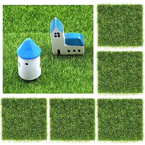 BUENTYA 5 Pcs Kunstrasen Mini Künstliche Rasen Gras Naturgetreuer Rasenteppich Kunstrasenteppich 15*15 Rollrasen Künstlich Simulation Rasen Miniatur Moos Grasmatte Verzierung Gras zum Basteln DIY Deko von BUENTYA